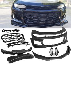 Fits 16-18 Chevy Camaro ZL1 Style Front Bumper Cover Conversion w/ DRL Fog Light