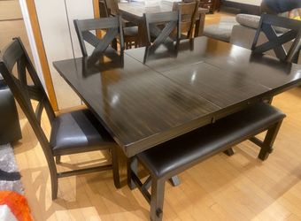 Memorial Day sale. Kelly dark brown six piece dining set only $599. Easy finance option. Same-day delivery.
