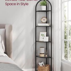 5-Tier Corner Shelf Stand, Corner Bookshelf, Bathroom Organizer, Plant Stand, Tempered Glass, Steel Frame, Modern Style, for Living