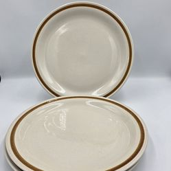 3~ Mountain Wood Collection Vanilla Spice 10.5" Stoneware Dinner Plates Vintage