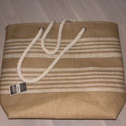 West Loop Beach Tote Bag - Summer Rope Handle Straw Look - New with Tag 