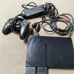 Playstation 2 Slim (PS2) Console - Black - Sony - Bundle - Accessories Included