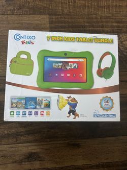 Contixo 7-Inch Kids Tablets Bundle, Educational Android Tablet with Headphones and Carrying Sleeve, Green