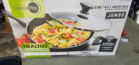 Green pan 5 q 4.7 lit saute pan with lid jumbo