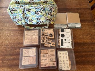 Stampin Up Stamps with bag and blank cards