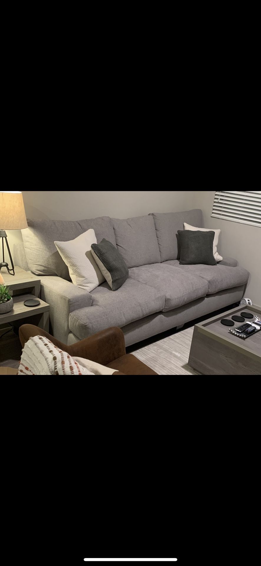 Dove Grey Fabric 97” Oversized Sofa