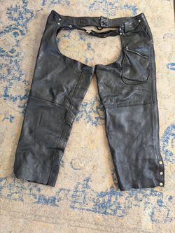 Black Leather Motorcycle Chaps