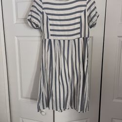 Blue and white striped dress