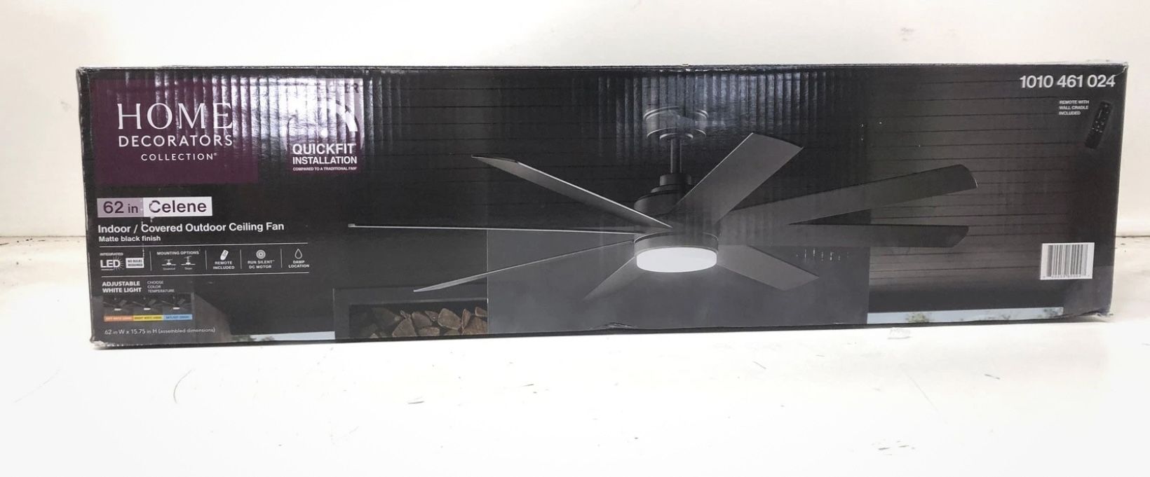 Home Decorators Collection Celene II 62 in. Indoor/Outdoor Matte Black DC Motor Ceiling Fan - NEW