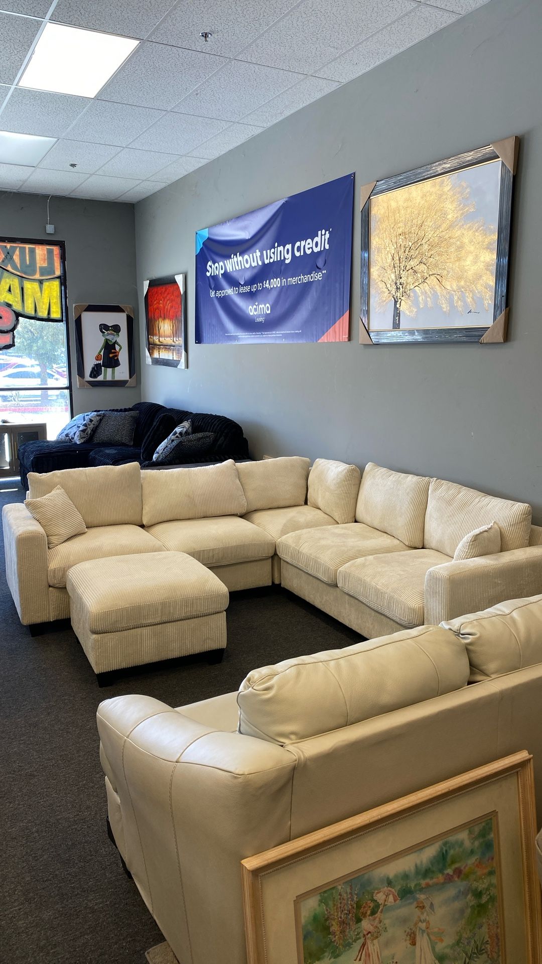 New Sealed Farmhouse Sectional Beige Ivory 99”x99” Last Days If The Clearance 100 Came In 2 In Stock Today