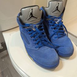Blue Suede Jordan 5s Size 12