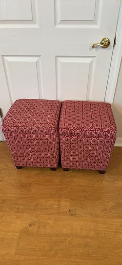 Pair of Upholstered Storage Ottomans – Excellent Condition