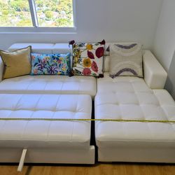 New White Leather pullout couch
