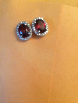 10k white gold earrings with Ruby stone