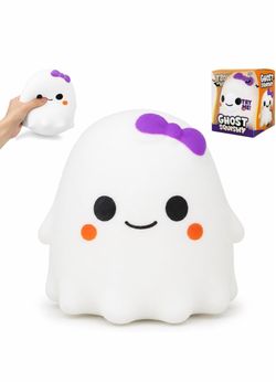 2026 Cute Ghost Squishy, Soft Squeeze Decor Ornament, Halloween Squishy Toys for Party Gift（Ghost-Bow）
