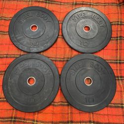 BUMPER PLATES : (FOUR)   10 POUND OLYMPIC  PLATES