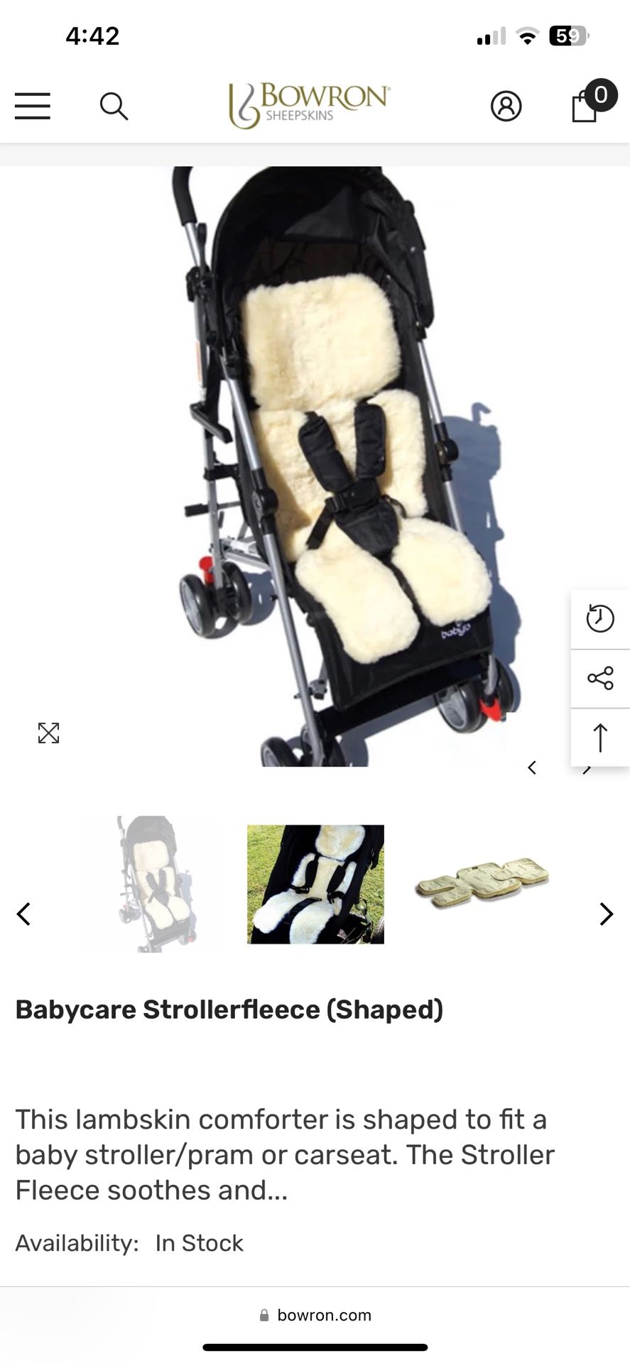 Bowron Sheepskins Baby Stroller Insert Padding