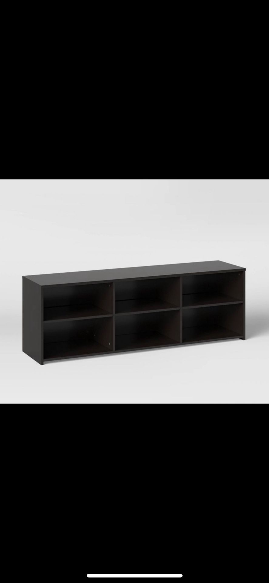 (1) Black 6 storage compartments TV stand for TVs up to 70”