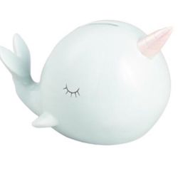World Market Ceramic Pastel Narwhal Decor/ Coin Bank