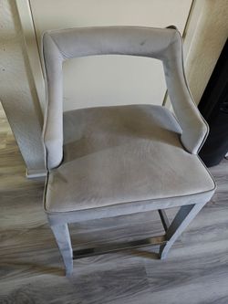 Grey velvet high chair