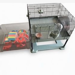 Hamster cage with accessories
