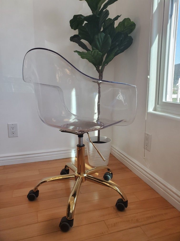 Acrylic and gold online office chair