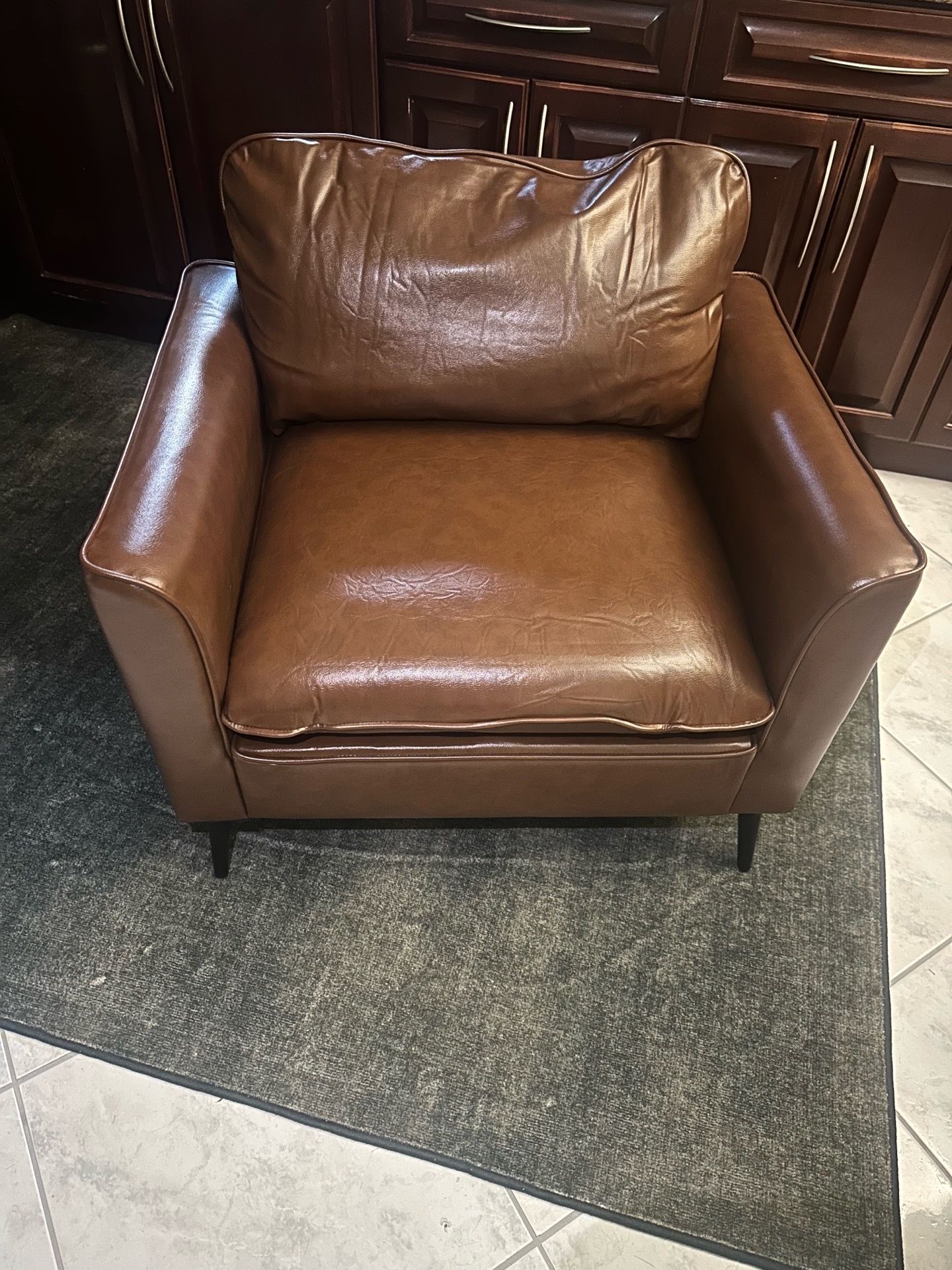 NEW Okeysen Oversized Upholstered Accent Chair, Modern Brown Leather
