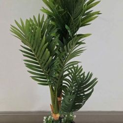 *** NEW LOW PRICE *** 50" Faux Golden Cane Palm w Red Stone / Greenery / 12" Planter @ Lasting Creations