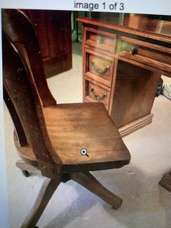 Circa 1940’s solid wood swivel desk chair