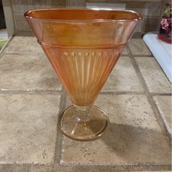 Vintage Iridescent Ribbed Carnival Fun Vase