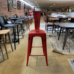  Mod Red Metal Barstool