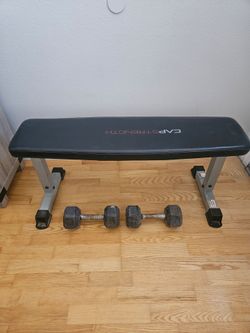 Workout bench + 25lb dumbbells