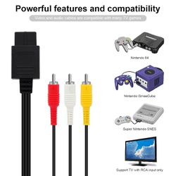 AV Cable Composite Video Cord Compatible with Nintendo 64/N64/GameCube/Super Nintendo SNES TV Game(6 Feet)