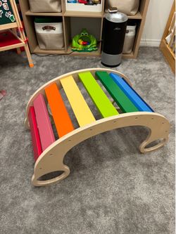 Kids rainbow wooden climber