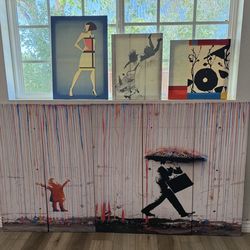 Cool Wall Art Prints - Banksy Style Set & 3 Modern Pieces