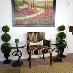 Heavy Solid Side / End Table Set With Glass Tops And Iron Frames