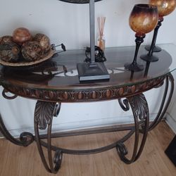 Beautiful BROWN BRONZE Mirror 37x47 and Iron and Glass Sofa Table.  