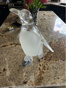 Lucite MGM Penguin On Ice Skates Clear & Frosted Vintage  Movie TV Prop