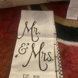 Brand New Mr And Mrs Pillow And Kitchen Towels 