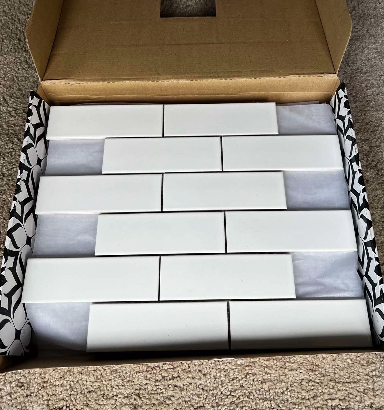Tile Mosaic 11 Packs. Size 12x12. White Gloss. Total 165 Sheets. Each Sheet $3