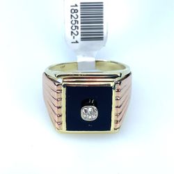 14KT Gold Onyx Diamond Ring 15.30g Size 11-1/2 182552