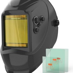 YESWELDER Large View Auto Darkening Welding Helmet, Blue Light Blocking, 1/1/1/1 True Color Solar Powered Welder Hood Mask with 4 Arc Sensors
