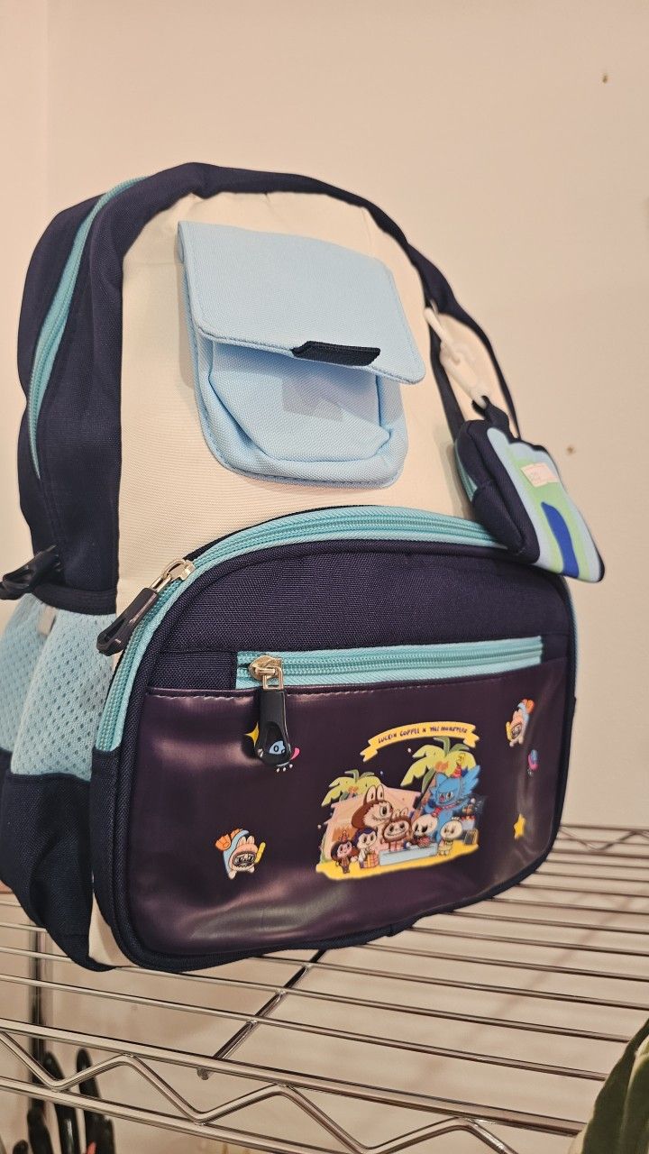 Labubu Blue Elementary Size Backpack