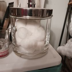 New Heavy Glass Cooton Balls Etc Holder 5 Firm Look My Post Alot Item