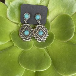 Western  Turquoise Drop Earrings 