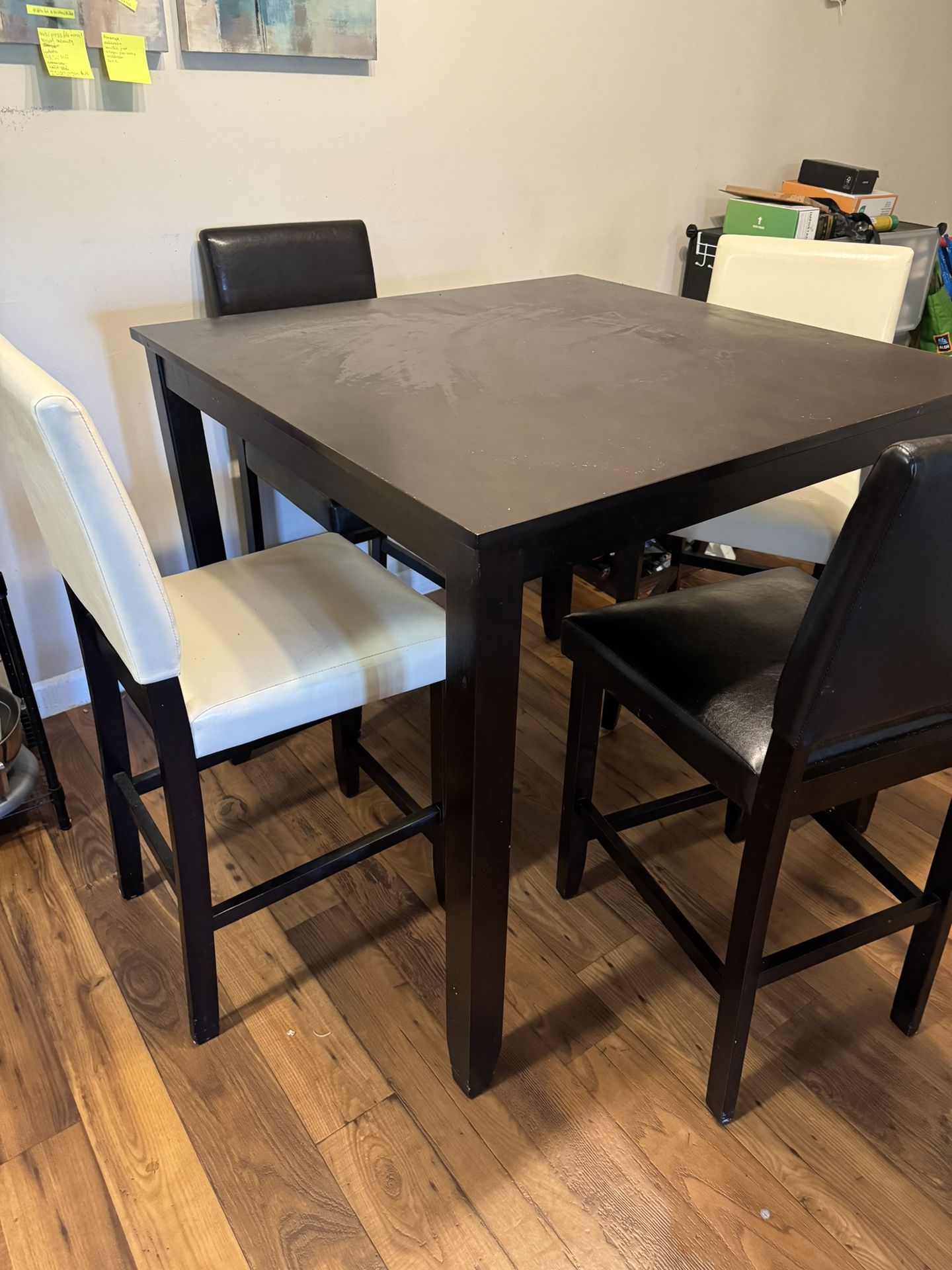 Wooden High Top Table With 4 Chairs 