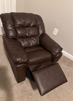 Kids Size Brown Leather Manual Recliner Chair