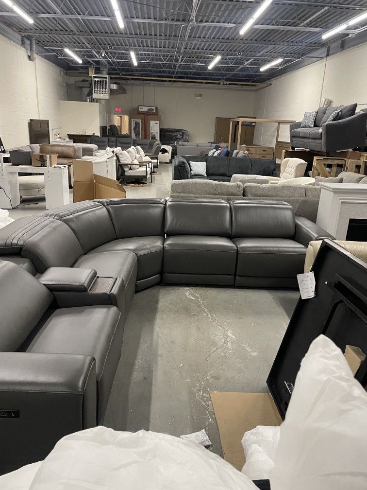 Real Leather Power Reclining Sectional Couch