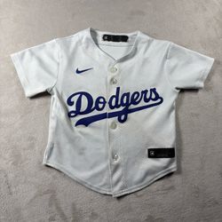 Los Angeles Dodgers Jersey Shirt Kids Size Small 4 White MLB Blank #2B