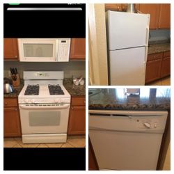 White 4 piece gas kitchen appliance sets